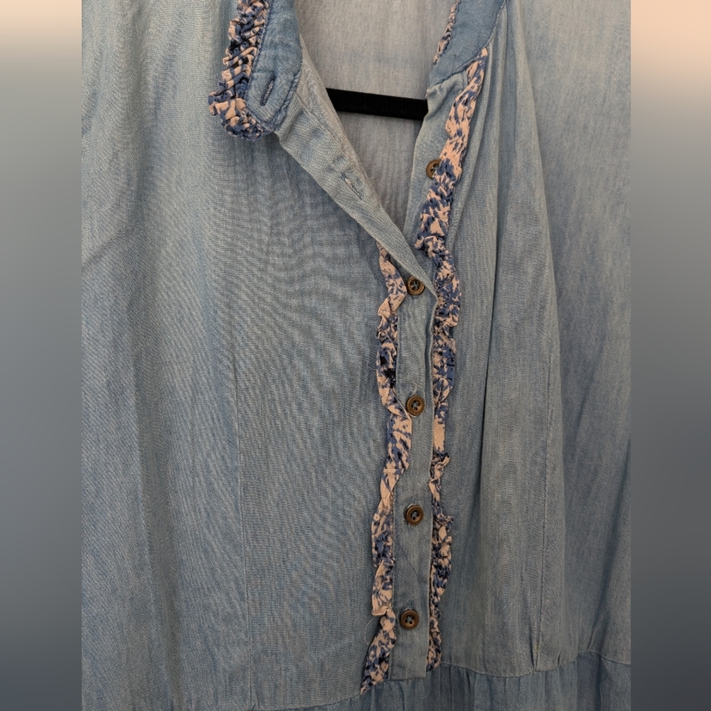 Lapis Blue Denim‎ Tiered Embroidered Maxi Dress M - Picture 4 of 15